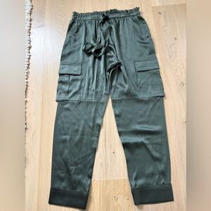 Cami NYC Dark Green Silk Cargo Pants